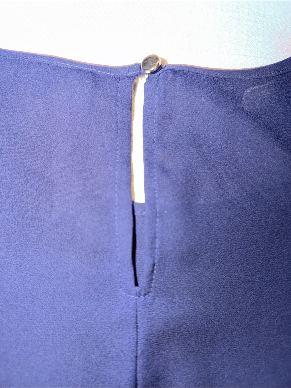 NY Collection Navy Cold-Shoulder Ruffle Blouse - Picture 5 of 6